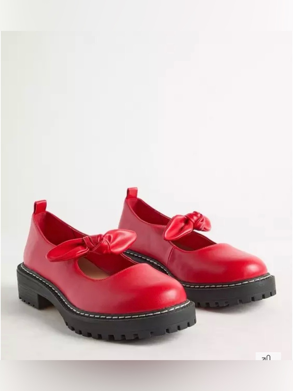 torrid Red Mary Jane Dress Shoes with Bow and Lug Sole